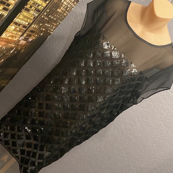ALLSAINTS - sheer mesh s/s dress tunic w black lattice sequins on both sides - 8 - Picture 16 of 16